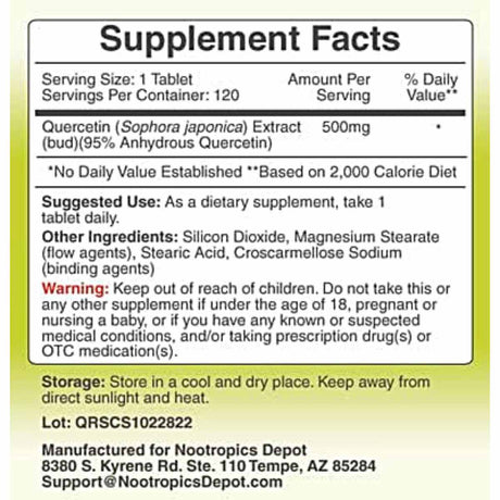 Quercetina 500 mg - 60 Tabletas - Haz Tu Pedido