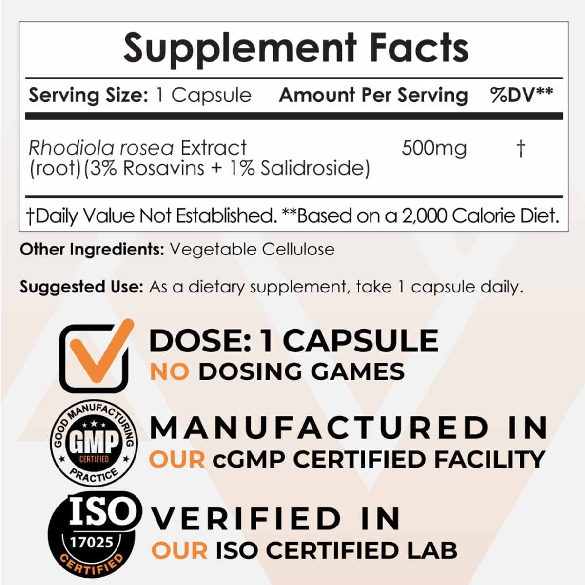 Rhodiola Rosea - 500 mg - Haz Tu Pedido