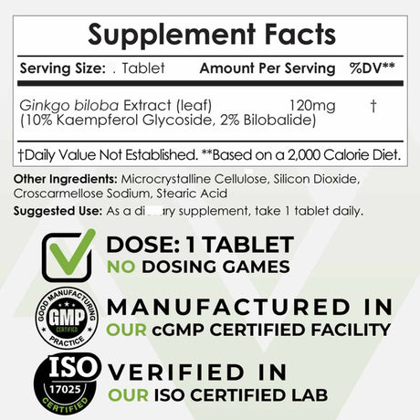 Ginkgo Biloba 120 mg - Haz Tu Pedido