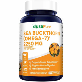 NusaPure Sea Buckthorn (Omega 7) 2250 mg - 200 Cápsulas Vegetales - Haz Tu Pedido