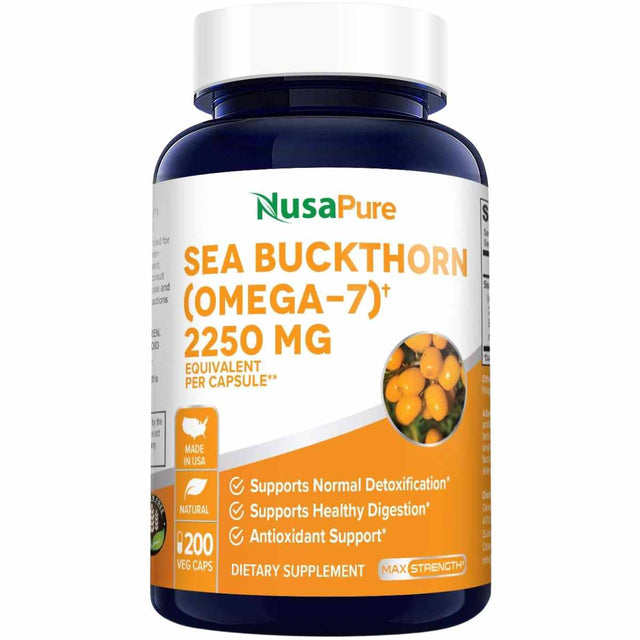 NusaPure Sea Buckthorn (Omega 7) 2250 mg - 200 Cápsulas Vegetales - Haz Tu Pedido