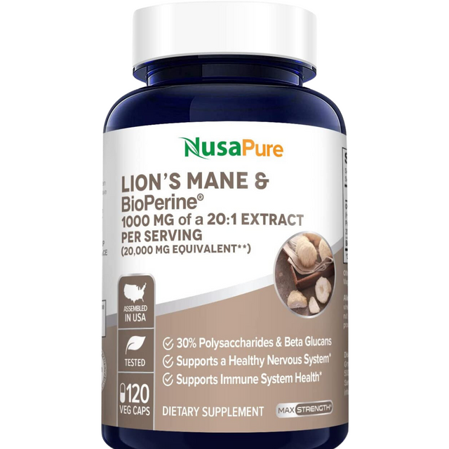 Hongo Melena de León con Bioperina - 120 Cápsulas Veganas - Haz Tu Pedido
