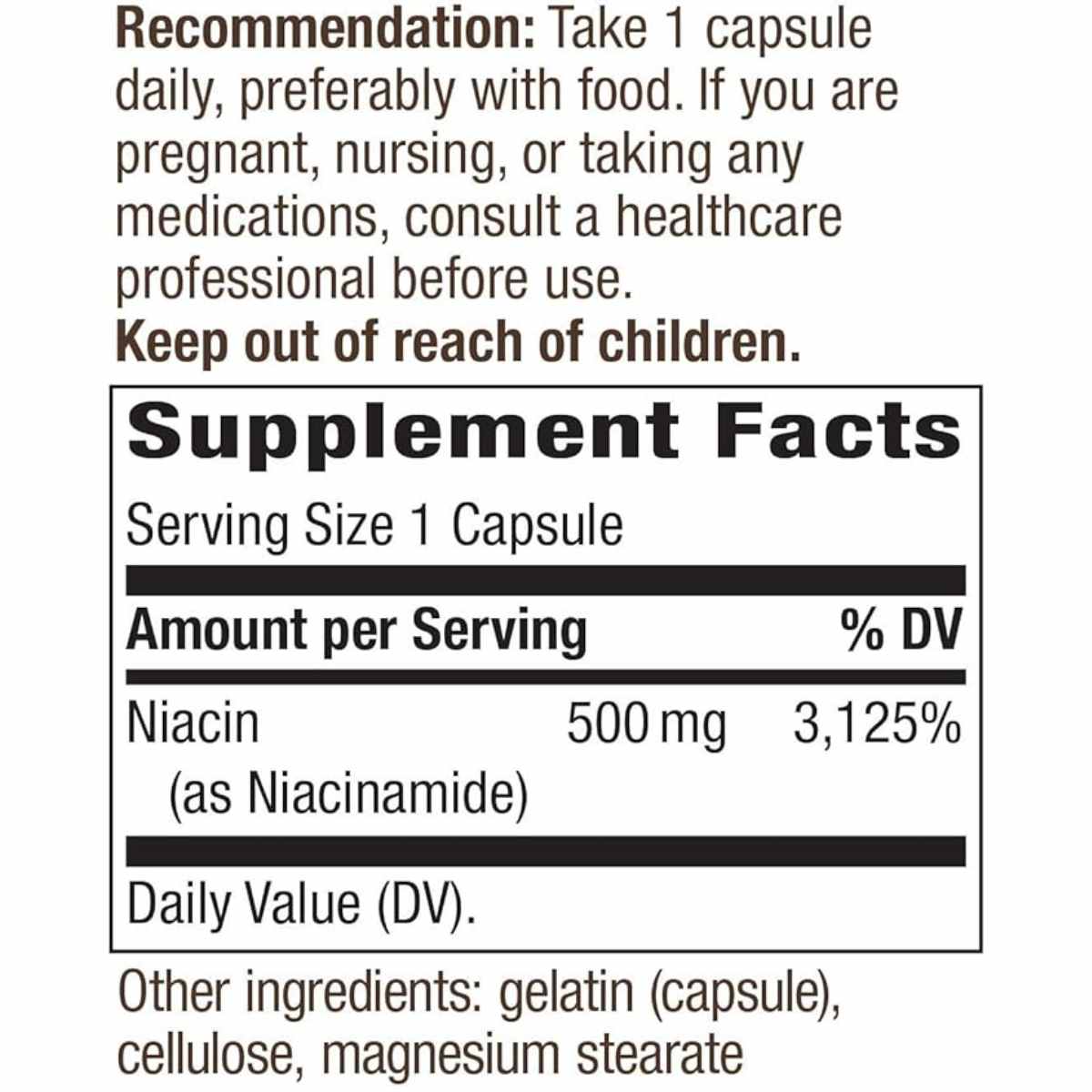 Niacinamida 500mg - 100 Cápsulas - Haz Tu Pedido