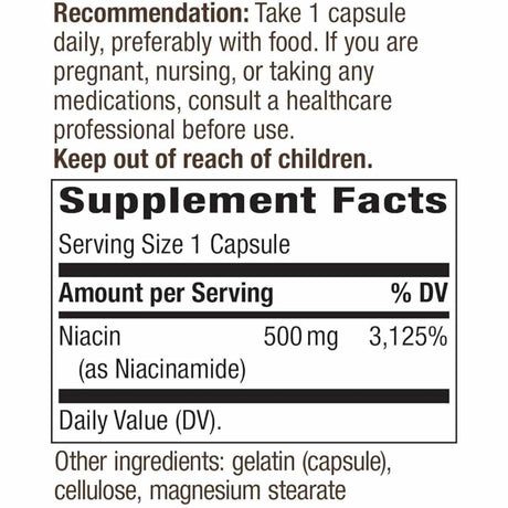 Niacinamida 500mg - 100 Cápsulas - Haz Tu Pedido