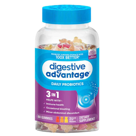 Schiff Digestive Advantage Probiótico Diario Digestivo  - Sabor Fruta Natural - 60 Gomitas - Haz Tu Pedido