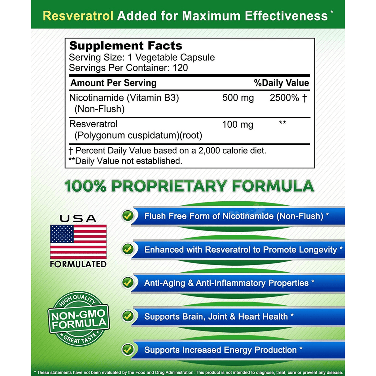 aSquared Nutrition Nicotinamide with Resveratrol - 120 Cápsulas - Haz Tu Pedido