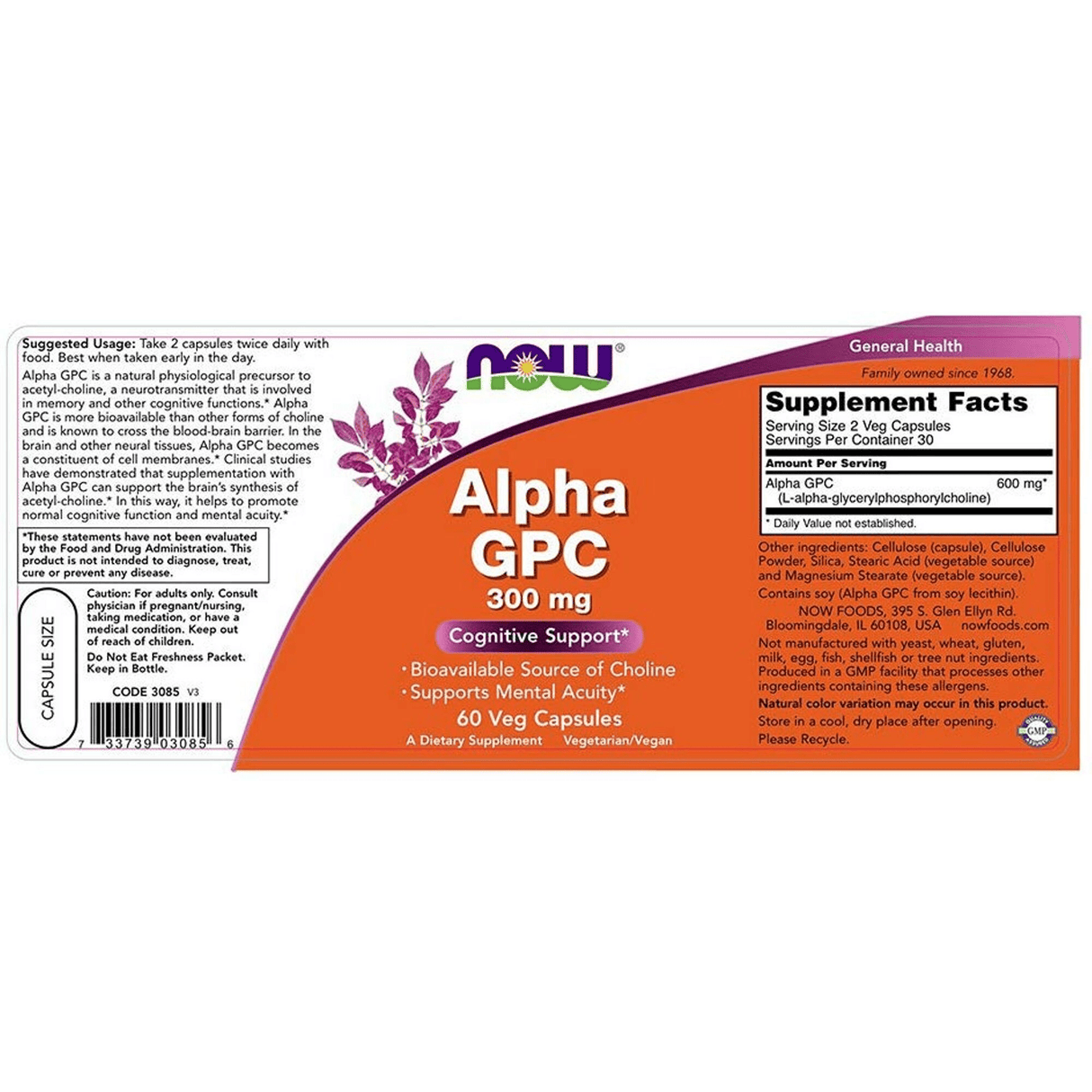 NOW Foods Alpha GPC - 60 Cápsulas Vegetarianas - Haz Tu Pedido