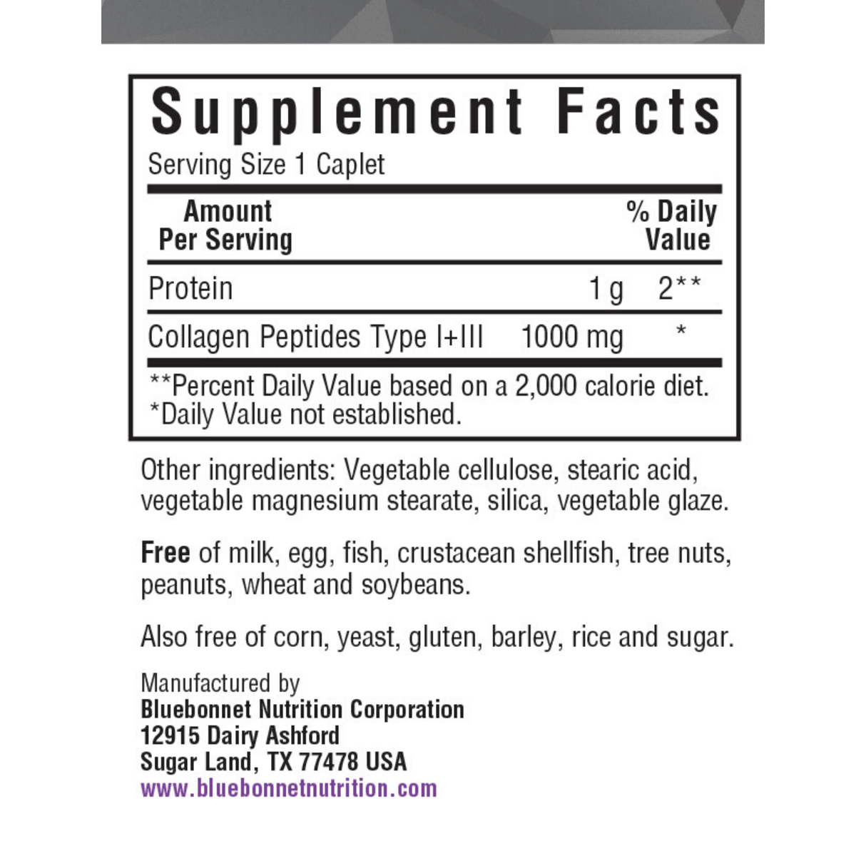 Bluebonnet Beautiful Ally Collagen 1000 mg - Types I + III - 90 Comprimidos - Haz Tu Pedido