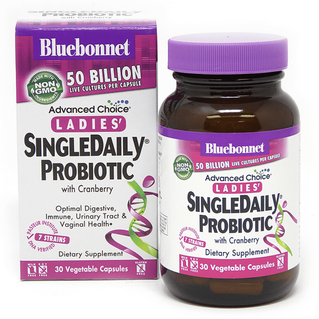 Bluebonnet Advanced Choice Ladies' SingleDaily Probiotic - 50 billion CFU - 30 Cápsulas De Origen Vegetal - Haz Tu Pedido