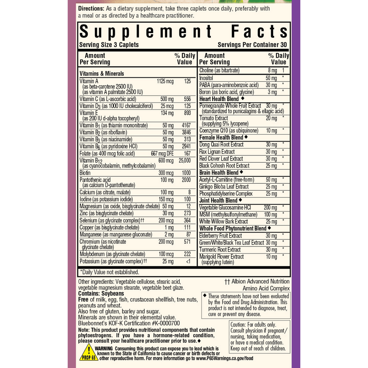 Bluebonnet Age-Less Choice Whole Food Based Multiple Women 50+ 90 Comprimidos - Haz Tu Pedido