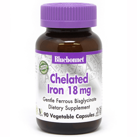 Bluebonnet Albion Chelated Iron - 18 mg - 90 Cápsulas De Origen Vegetal - Haz Tu Pedido