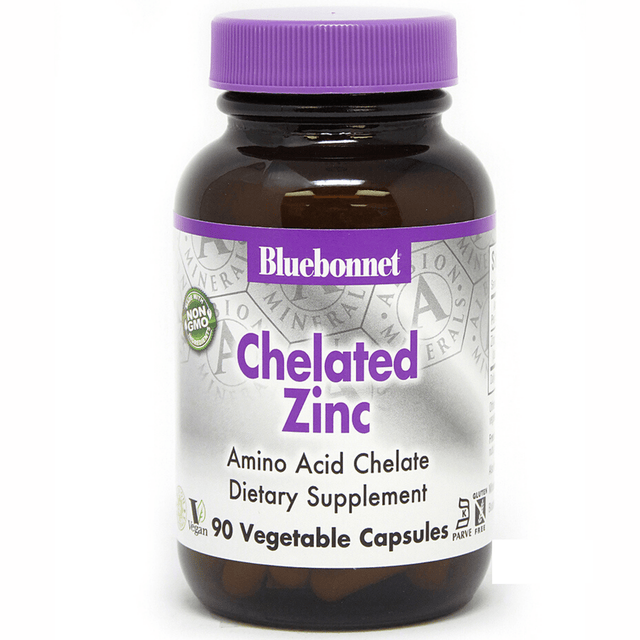 Bluebonnet Chelated Zinc - 90 Cápsulas De Origen Vegetal - Haz Tu Pedido