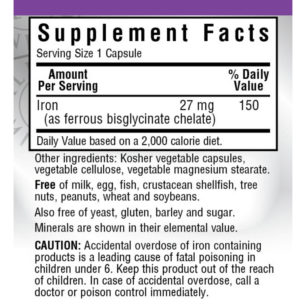 Bluebonnet Albion Extra-Strength Chelated Iron - 27 mg - 90 Cápsulas De Origen Vegetal - Haz Tu Pedido