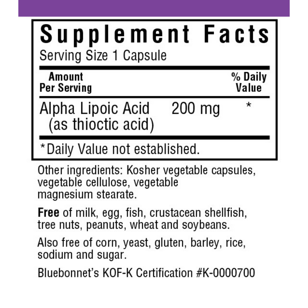 Bluebonnet Alpha Lipoic Acid 200 mg - Vegetable Capsules - Haz Tu Pedido