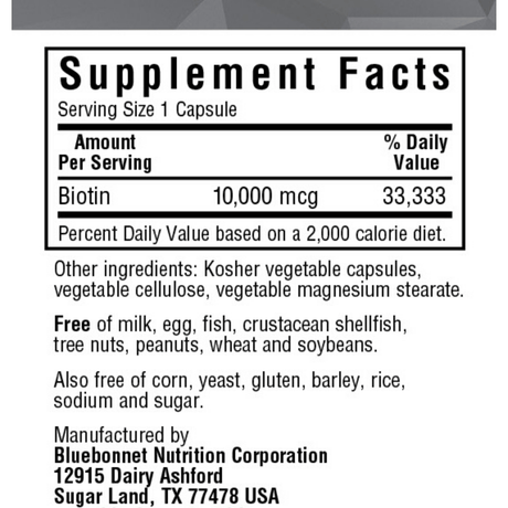 Bluebonnet Beautiful Ally Biotin - 10000 mcg - 90 Cápsulas De Origen Vegetal - Haz Tu Pedido