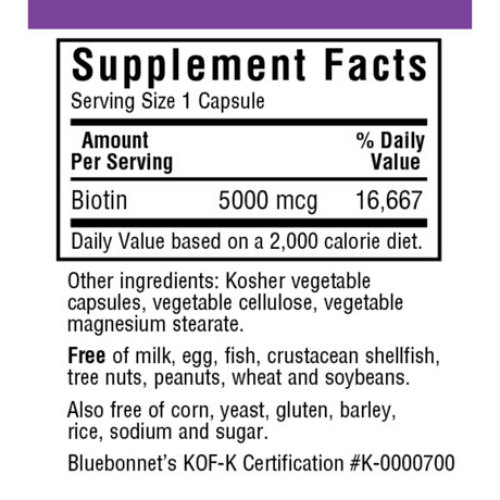 Bluebonnet Biotin - 5000 mcg - Haz Tu Pedido