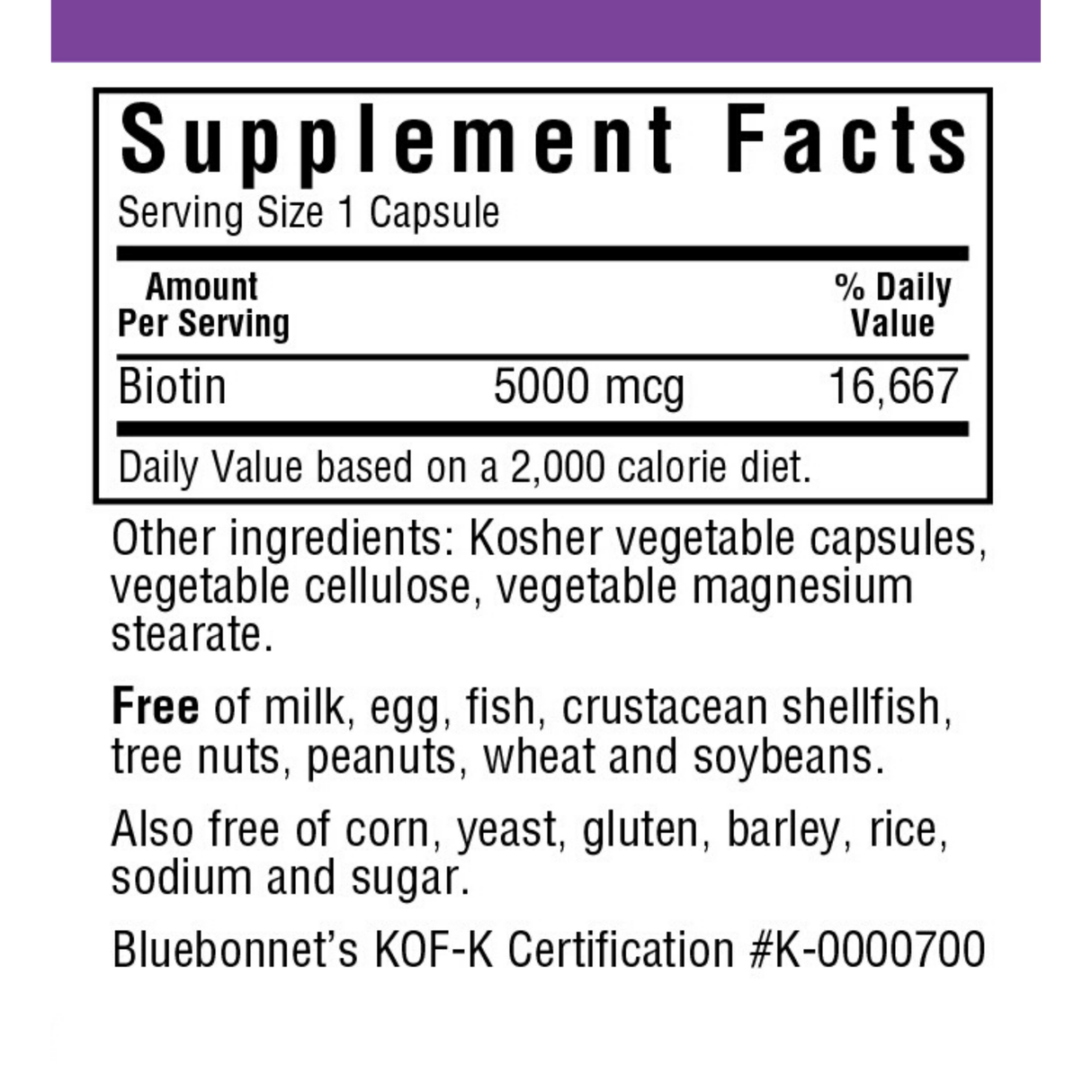 Bluebonnet Biotin - 5000 mcg - Haz Tu Pedido