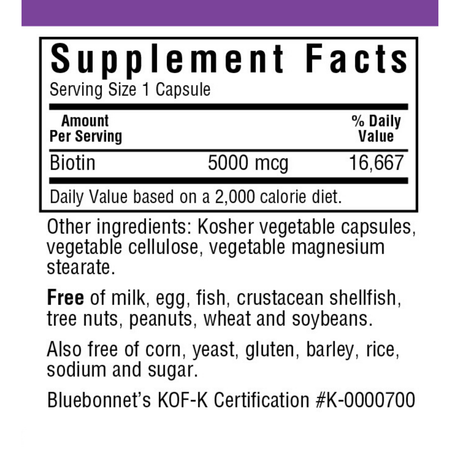Bluebonnet Biotin - 5000 mcg - Haz Tu Pedido