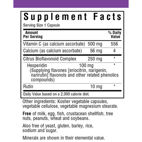 Bluebonnet Buffered Vitamin C-500 mg - Vegetable Capsules - Haz Tu Pedido