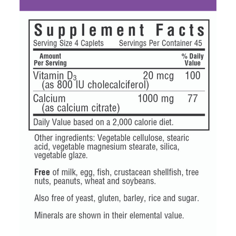 Bluebonnet Calcium Citrate Plus Vitamin D3 - Caplets - Haz Tu Pedido