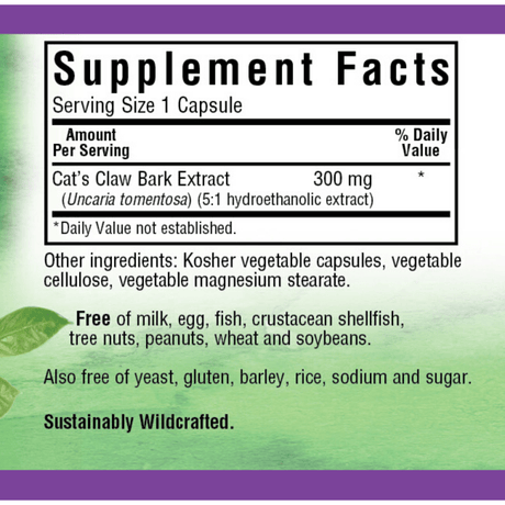 Bluebonnet Cat’s Claw Bark Extract - 60 Cápsulas De Origen Vegetal - Haz Tu Pedido