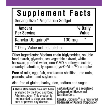 Bluebonnet CellularActive CoQ10 Ubiquinol - Vegetarian Capsules - Haz Tu Pedido