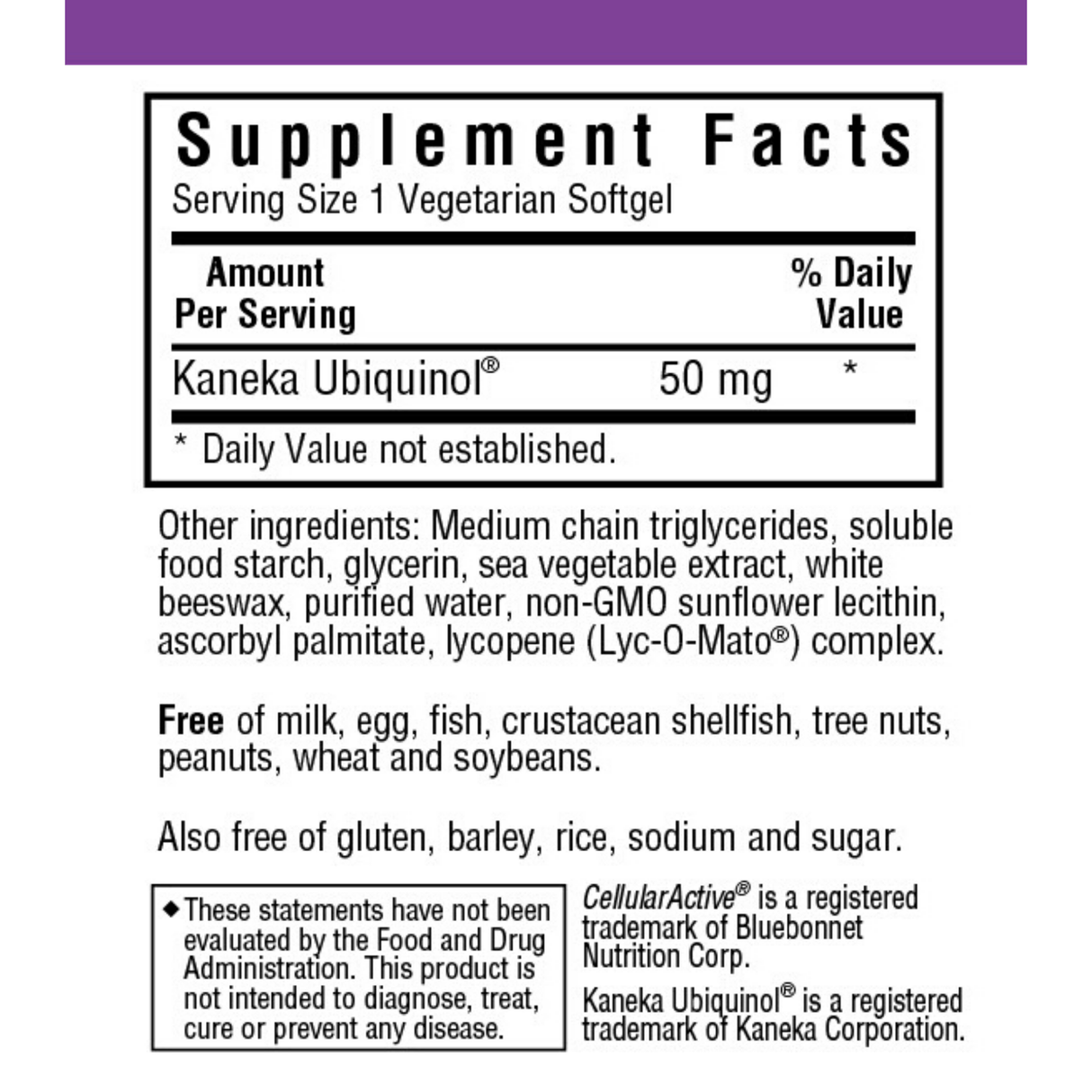 Bluebonnet CellularActive CoQ10 Ubiquinol - 50 mg - Vegetarian Softgels - Haz Tu Pedido