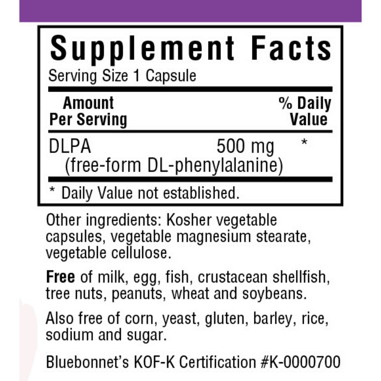 Bluebonnet DLPA - 500 mg - Vegetable Capsules - Haz Tu Pedido