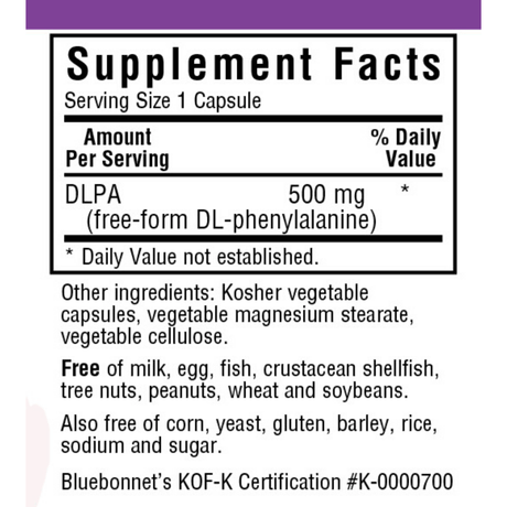 Bluebonnet DLPA - 500 mg - Vegetable Capsules - Haz Tu Pedido