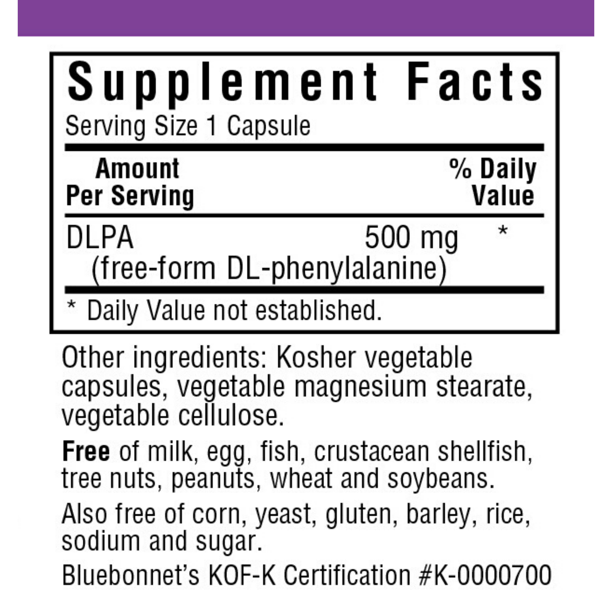 Bluebonnet DLPA - 500 mg - Vegetable Capsules - Haz Tu Pedido