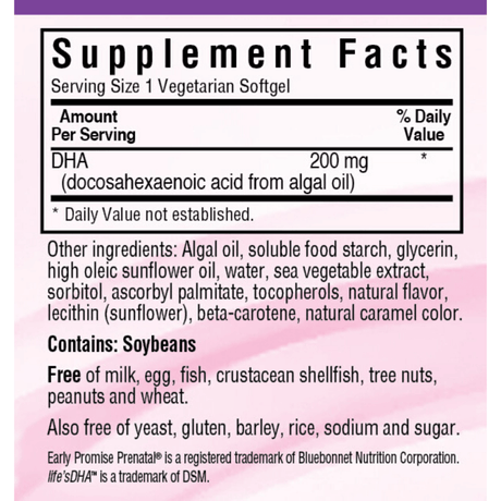 Bluebonnet Early Promise Prenatal Gentle DHA 200 mg - Haz Tu Pedido