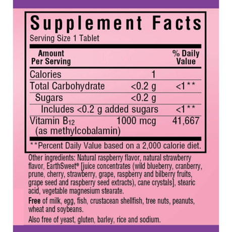 Bluebonnet EarthSweet Chewables Methylcobalamin - Vitamina B12 - 1000 mcg - Haz Tu Pedido