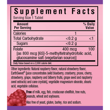 Bluebonnet EarthSweet Chewables CellularActive Methylfolate - 90 Tabletas Masticable - Haz Tu Pedido