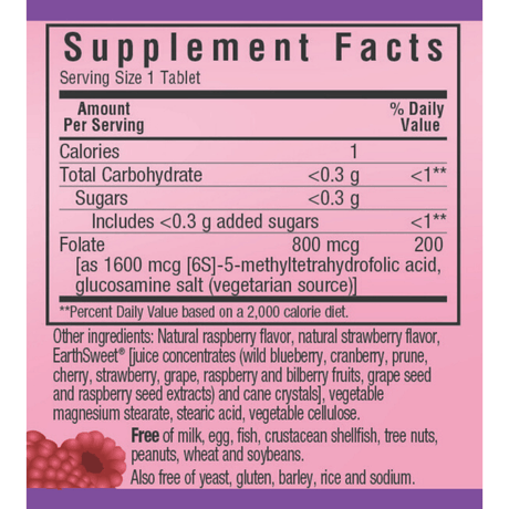 Bluebonnet EarthSweet Chewables CellularActive Methylfolate - 90 Tabletas Masticable - Haz Tu Pedido
