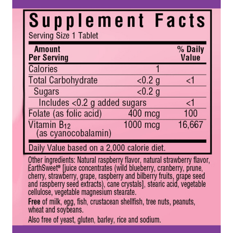 Bluebonnet EarthSweet Chewables Vitamin B12 & Folic Acid - Haz Tu Pedido