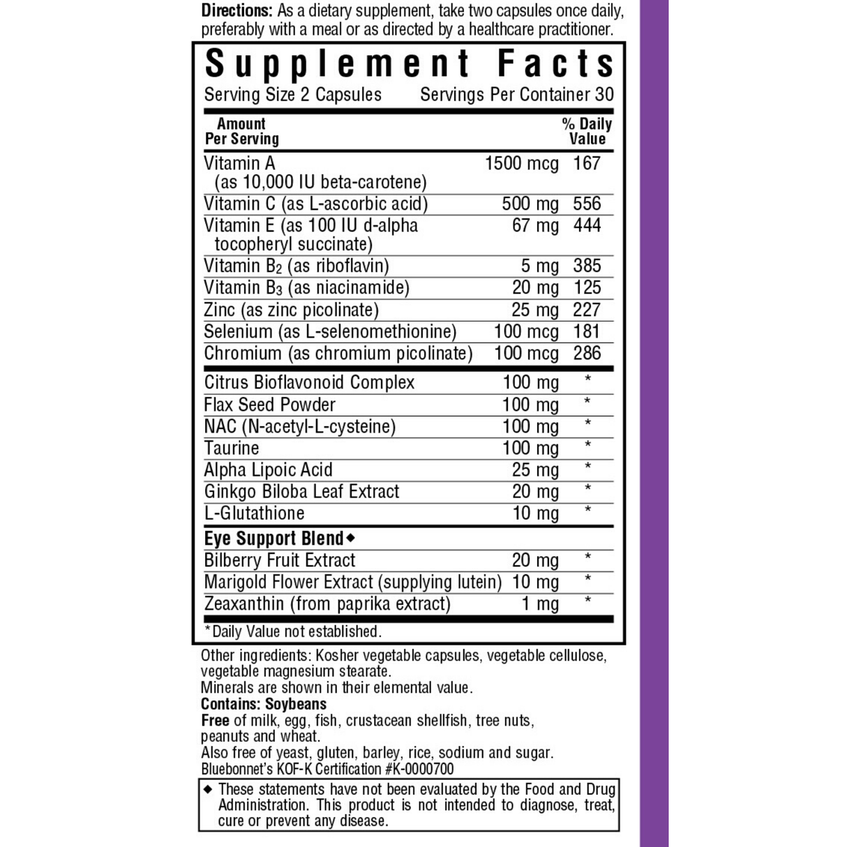 Bluebonnet Eye Antioxidants with Zeaxanthin Formula - Vegetable Capsules - Haz Tu Pedido