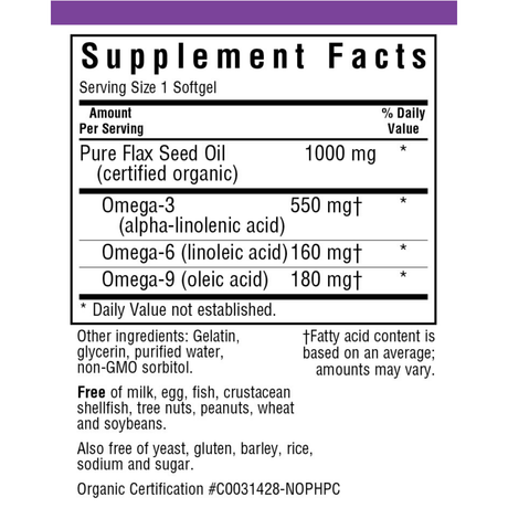 Bluebonnet Flax Seed Oil - 1000 mg - Softgels - Haz Tu Pedido