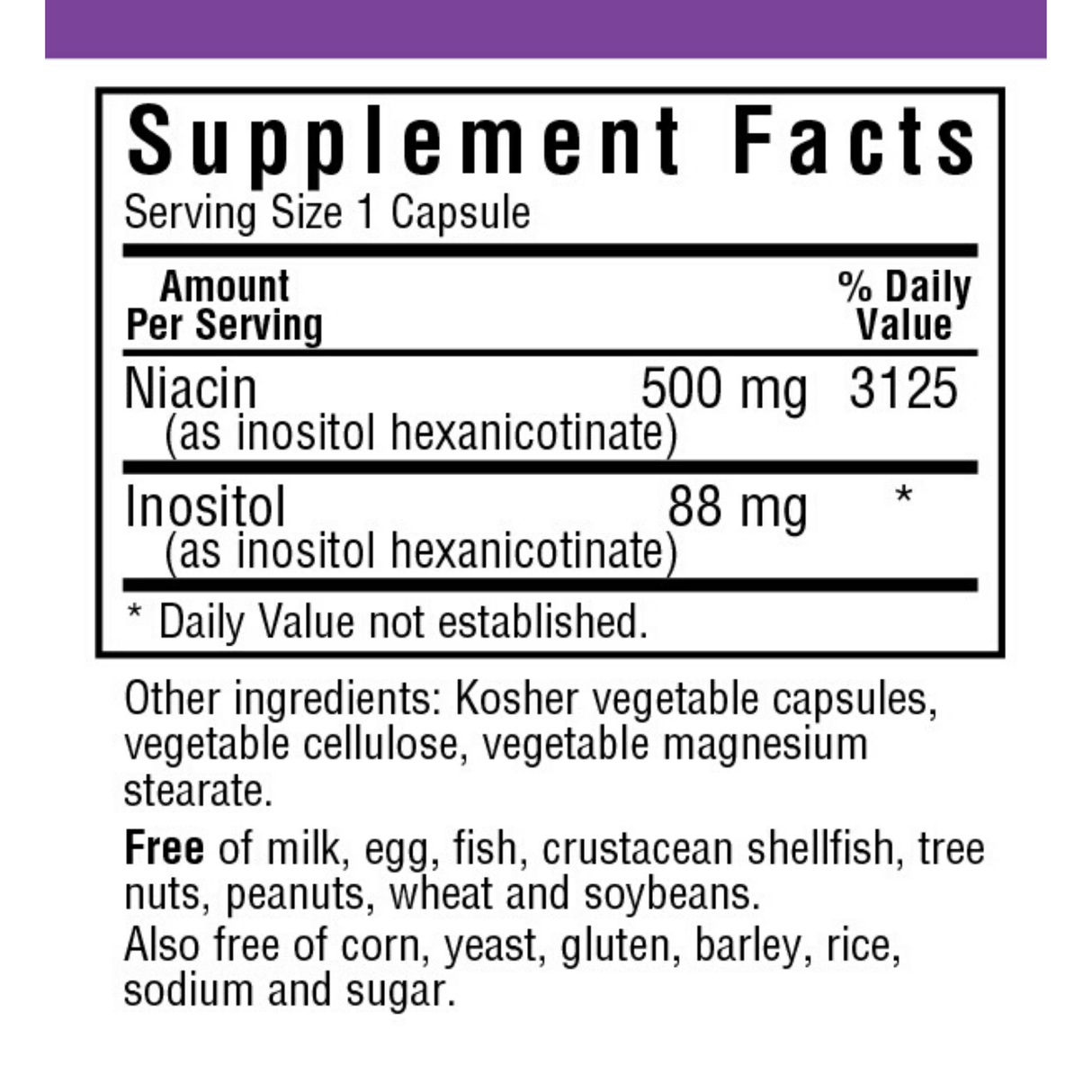 Bluebonnet Flush-Free Niacin - 500 mg - Vegetable Capsules - Haz Tu Pedido