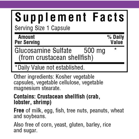 Bluebonnet Glucosamine Sulfate - 500 mg - Vegan Capsules - Haz Tu Pedido