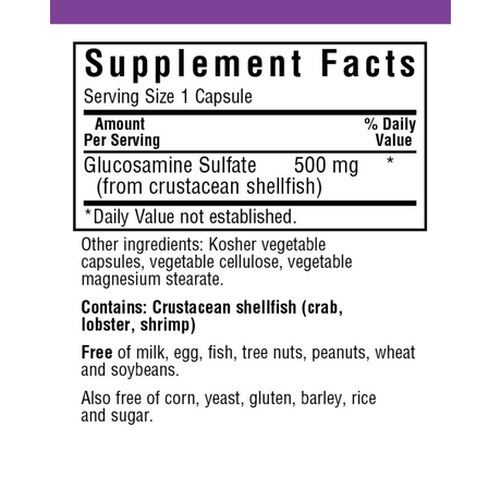 Bluebonnet Glucosamine Sulfate - 500 mg - Vegan Capsules - Haz Tu Pedido