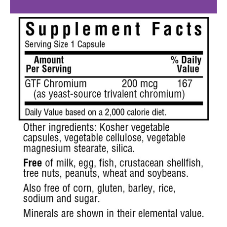 Cromo - 200 mcg - 100 Cápsulas De Origen Vegetal - Haz Tu Pedido