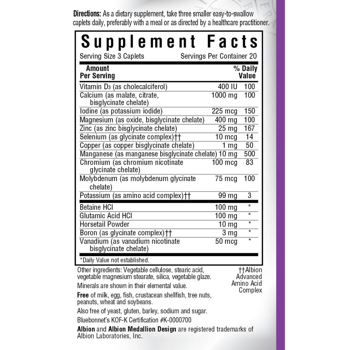 Bluebonnet Albion High Potency Chelated Multiminerals Iron Free - Haz Tu Pedido