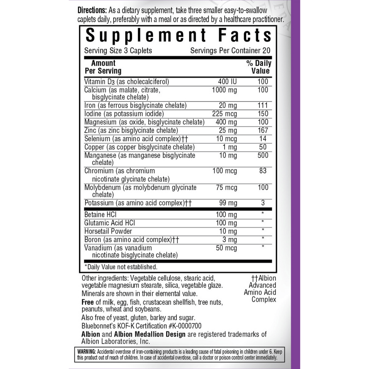Bluebonnet Albion High Potency Chelated Multiminerals - Haz Tu Pedido