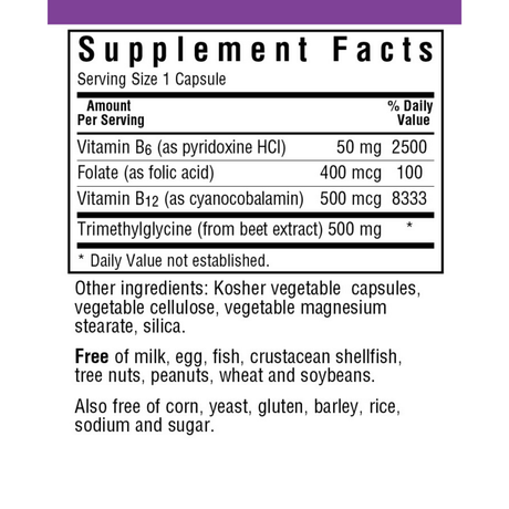 Bluebonnet Homocysteine Formula - Vegetable Capsules - Haz Tu Pedido