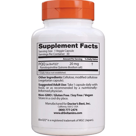 Doctor’s Best PQQ with BioPQQ - 30 Cápsulas Vegetales - Haz Tu Pedido