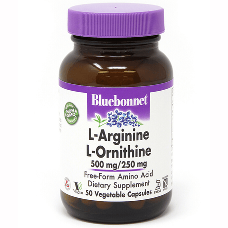 Bluebonnet L-Arginine L-Ornithine - 500 mg/250 mg - Vegetable Capsules - Haz Tu Pedido