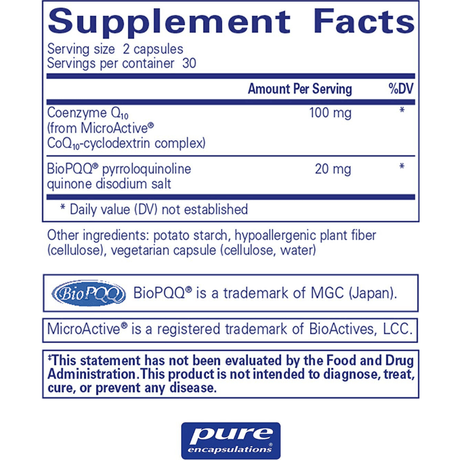 Pure Encapsulations SR - CoQ10 with PQQ - 60 Cápsulas - Haz Tu Pedido