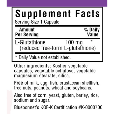Bluebonnet L-Glutathione - 100 mg - Haz Tu Pedido