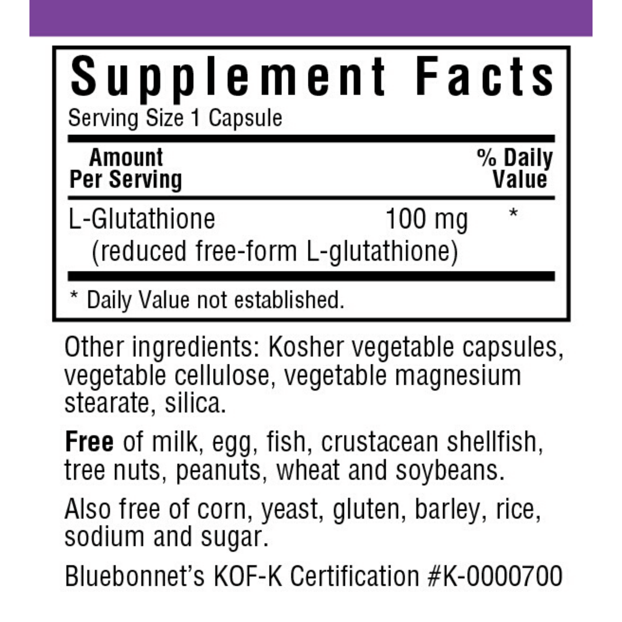 Bluebonnet L-Glutathione - 100 mg - Haz Tu Pedido