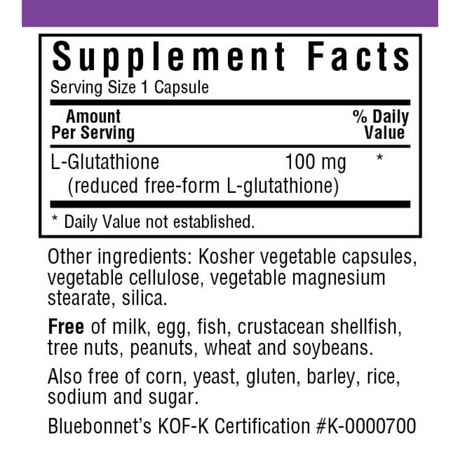 Bluebonnet L-Glutathione - 100 mg - Haz Tu Pedido